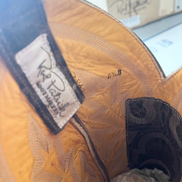 NEW Rod Patrick Mens Cowboy Boots 6.5 B Brown Shark Leather Western Square Toe - Picture 9 of 12